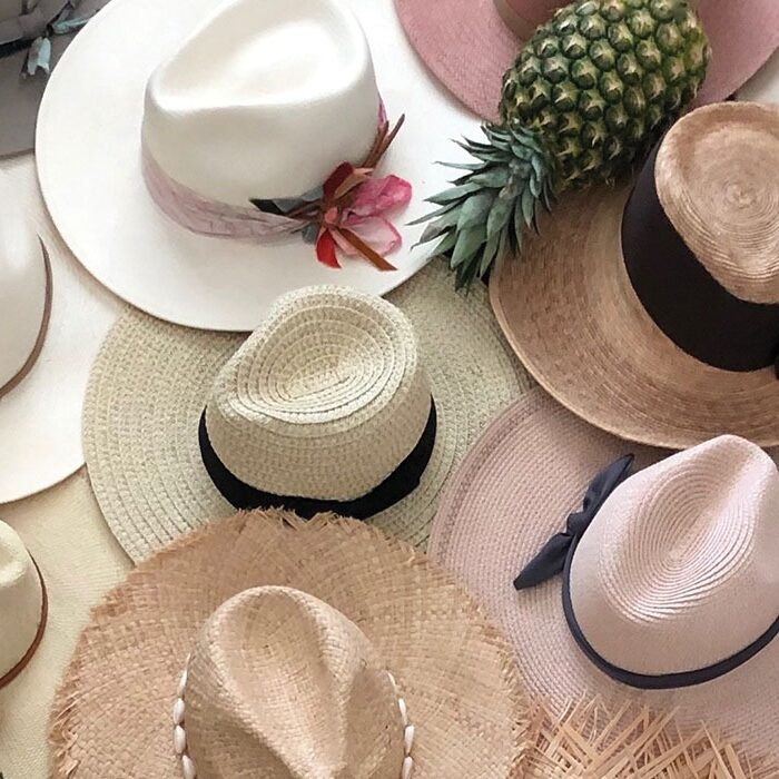 flat lay hats summer collage